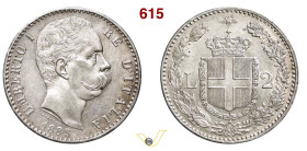 UMBERTO I (1878-1900) 2 Lire 1883 Roma MIR 1101c Pagani 593 Ag g 10,03 mm 27 SPL/q.FDC