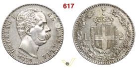 UMBERTO I (1878-1900) 2 Lire 1885 Roma MIR 1101e Pagani 595 Ag g 9,99 mm 27 RR BB+