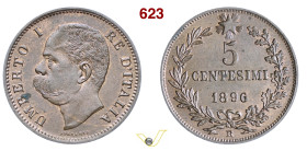 UMBERTO I (1878-1900) 5 Centesimi 1896 Roma MIR 1107b Pagani 618 Cu g 4,87 mm 25 q.FDC