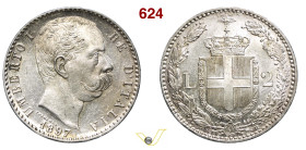UMBERTO I (1878-1900) 2 Lire 1897 Roma MIR 1102b Pagani 598 Ag g 10,00 mm 27 • Eccezionale, fondi speculari FDC