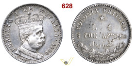 UMBERTO I - monetazione per l'Eritrea (1878-1900) 1 Lira 1890 Roma MIR 1112a Pagani 634 Ag g 4,98 mm 23 q.SPL