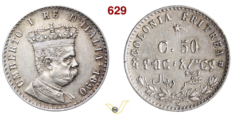 UMBERTO I - monetazione per l'Eritrea (1878-1900) 50 Centesimi 1890 Milano MIR 1...