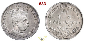 UMBERTO I - monetazione per l'Eritrea (1878-1900) 1 Lira 1896 Roma MIR 1112c Pagani 636 Ag g 4,96 mm 23 RR BB+