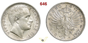 VITTORIO EMANUELE III (1900-1946) 2 Lire 1907 "Aquila araldica" Roma MIR 1139g Pagani 731 Ag g 10,00 mm 27 q.FDC