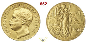 VITTORIO EMANUELE III (1900-1946) 50 Lire 1911 "Cinquantenario" Roma MIR 1122a Pagani 656 Au g 16,11 mm 28 MB