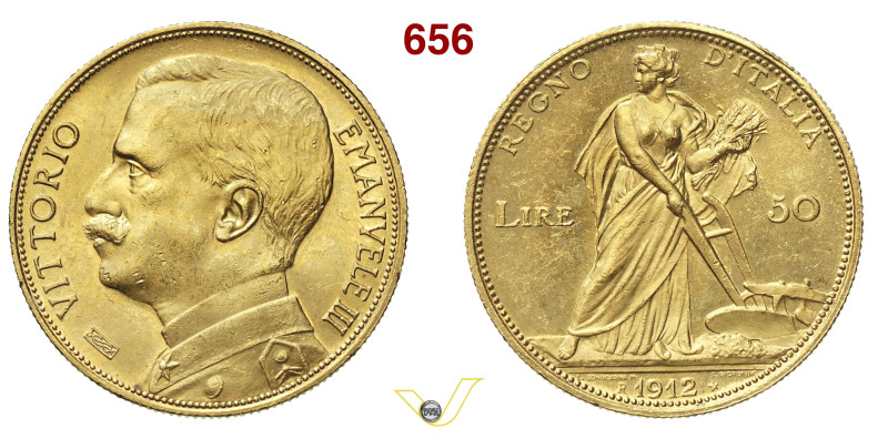 VITTORIO EMANUELE III (1900-1946) 50 Lire 1912 "Aratrice" Roma MIR 1115b Pagani ...