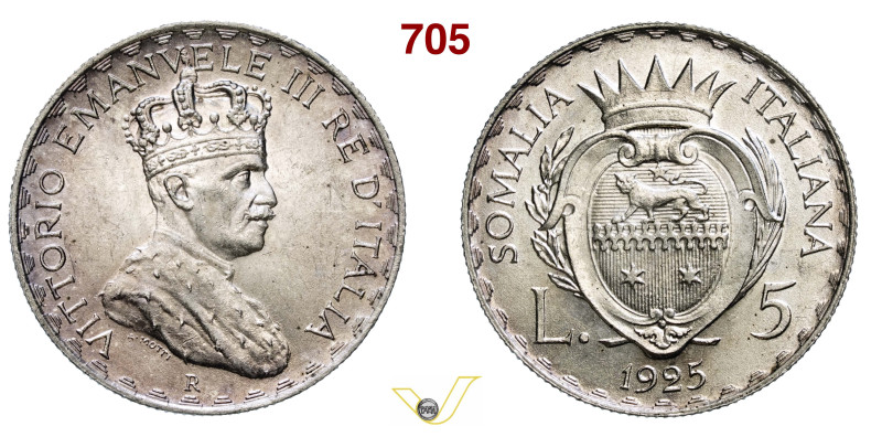 VITTORIO EMANUELE III - monetazione per la Somalia (1900-1946) 5 Lire 1925 Roma ...