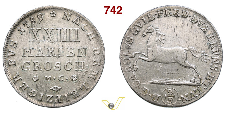 GERMANIA - Braunschweig-Wolfenbüttel 2/3 Tallero o 24 Mariengroschen 1789 Ag g 1...