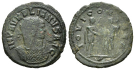 Impero Romano. Aureliano (270-275). Antoniniano IOVI CONSER. Busto radiato a destra - Giove porge il globo ad Aureliano. Mi (3,00 g). Moneta di lecita...