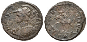 Impero Romano. Probo (276-282). Antoniniano ADVENTVS PROBI AVG. Mi (3,22 g). Busto radiato ed elmato a sinistra, con lancia e scudo - Probo su cavallo...