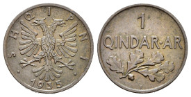 ALBANIA. 1 Qindar Ar 1935. Cu. SPL