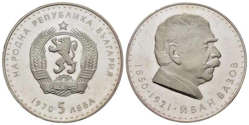 BULGARIA. 5 Leva 1970 "Ivan Vazov". Ag. Km#78. Proof