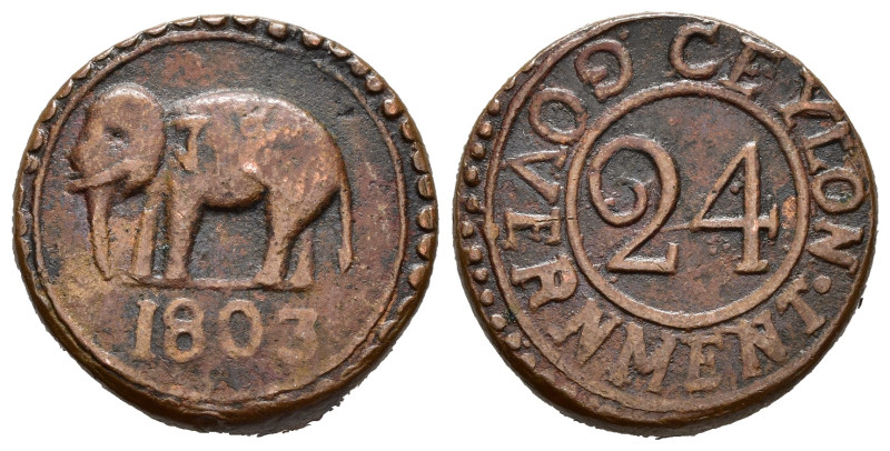 Ceylon. Giorgio III (1760-1820). 1/24 Rix Dollar 1803. D/Scritta in cerchio CEYL...