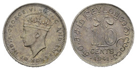 CEYLON. Giorgio VI. 10 cents 1941. SPL+