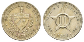 CUBA. 2 Centavos 1916. SPL+