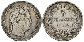 FRANCIA. Louis Philippe I. 5 Francs 1842 W. Ag. MB