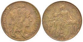 FRANCIA. 10 Centimes 1911. CU. SPL+