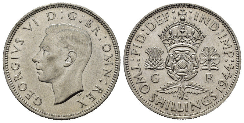 GRAN BRETAGNA. Giorgio VI. 2 Shillings 1944. Ag. qFDC