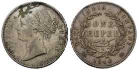 INDIA BRITANNICA. Victoria. 1 rupia 1840. Ag. BB+