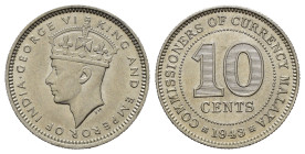 MALAYA. Giorgio VI. 10 cents 1943. FDC