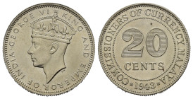 MALAYA. Giorgio VI. 20 cents 1943. FDC