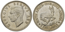 SUDAFRICA. Giorgio VI. 5 Shillings 1948. Ag. SPL