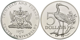 TRINIDAD E TOBAGO. 5 dollari 1972. Ag (29.76 g). Proof