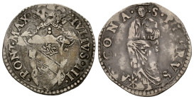 ANCONA. Stato Pontificio. Giulio III (1550-1555). Giulio con San Pietro. Ag (3,02 g). MIR 993/4. MB