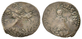 ANCONA. Gregorio XIII (1572-1585). Quattrino con San Pietro. Chiavi in cornice di sei gigli - il Santo a mezzo busto. Mi (0,38 g). MIR 1228/1. Rara. q...
