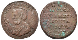 CIVITAVECCHIA. Stato Pontificio. Pio VI (1775-1799). Sampietrino da 2 e 1/2 baiocchi 1797. Cu (16,35 g). BB