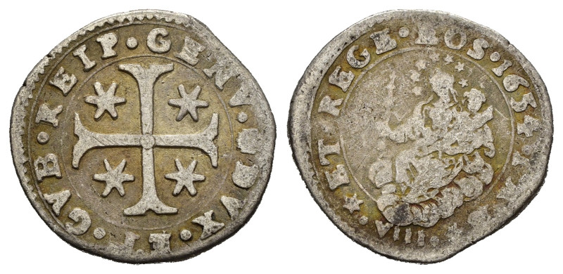 GENOVA. Dogi Biennali III fase (1637-1797). 8 soldi 1654 sigle IAB. Ag (2,01 g)....