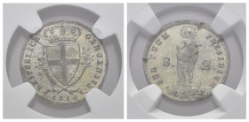 GENOVA. Repubblica Genovese (1814). 2 soldi 1814. Pag. 33; Mont. 114. in Slab NGC - MS 65
