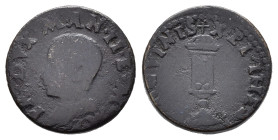 MANTOVA. Francesco III Gonzaga (1540-1550). Quattrino Cu (1,54 g). Testa nuda giovanile - Reliquiario del preziosissimo sangue. Bignotti 17. qBB