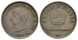 MILANO. Napoleone I re d'Italia (1805-1814). 3 Centesimi 1812 M. Cu. Gig.229. BB