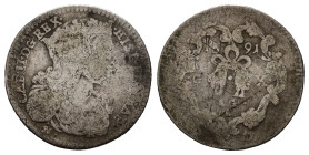 NAPOLI. Carlo II di Spagna (1674-1700). Carlino da 10 grana 1691. Ag (1,86 g). Magliocca 42. NC. MB