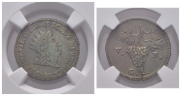 PALERMO. Regno di Sicilia. Ferdinando III di Borbone (1759-1816). Grano 1814. MIR 652/2; Gig.128. In Slab NGC - UNC Details Cleaned. Moneta in alta co...