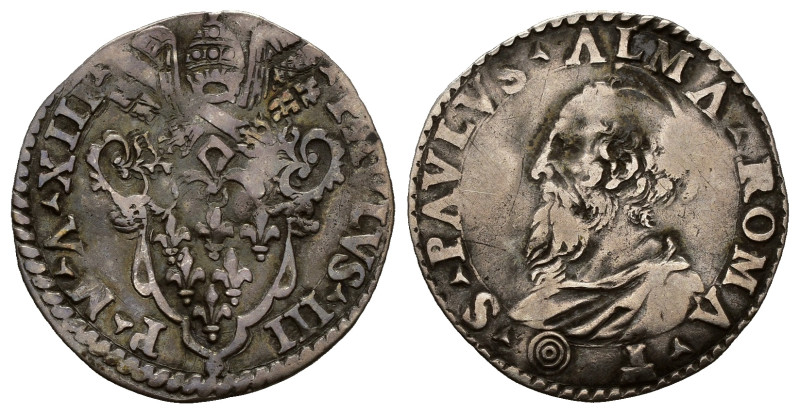 ROMA. Stato pontificio. Paolo III (1534-1549). Grosso (Mezzo Paolo) con San Paol...