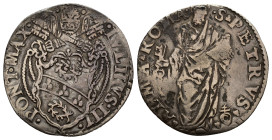ROMA. Stato Pontificio. Giulio III (1550-1555). Giulio con San Pietro. Ag (2,67 g). MIR 985/3 (var.segno di zecca in basso a destra). MB+