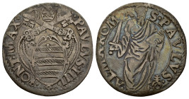 ROMA. Stato pontificio. Paolo IV (1555-1559). Giulio con San Paolo. Ag (2,87 g). MIR 1026. qBB