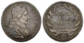 ROMA. Stato Pontificio. Clemente XII (1730-1740). Giulio anno V. D/Busto a destra; R/scritta su quattro righe A.A.A / F.F / RESTITVTVM / COMMERC. Ag (...