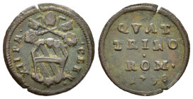ROMA. Stato Pontificio. Clemente XII (1730-1740). Quattrino 1738. Cu (2,09 g). qSPL