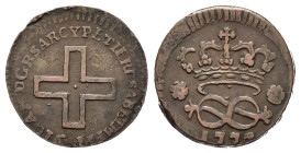Vittorio Amedeo III (1773-1796). 2 denari 177?. Cu. MIR 998. BB