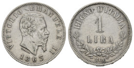 Regno d'Italia. Vittorio Emanuele II (1861-1878). Milano. 1 Lira 1863 M "Valore". Ag. Gig. 68. NC. BB