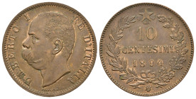 Regno d'Italia. Umberto I (1878-1900). 10 centesimi 1894 Bi (Birmingham). Gigante 50. qFDC