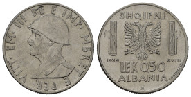 Regno d'Italia. Vittorio Emanuele III (1900-1943). ALBANIA. 0,50 lek 1939 XVIII. Magnetica. Gig.9a. SPL