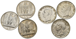 Regno d'Italia. Vittorio Emanuele III (1900-1943). Lotto di 3 pezzi da 5 Lire 1930 "Aquilino" Ag (5 g). Gig.77. SPL