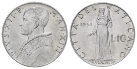Vaticano. Pio XII (1939-1958). 10 lire 1951. Al. SPL-FDC