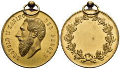 MEDAGLIE ESTERE. REGNO DEL BELGIO. LEOPOLDO II (1865-1909), medaglia portativa con attacco ad anello, al dritto LEOPOLD II KONING DER BELGEN, testa de...