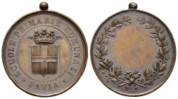 MEDAGLIE ITALIANE – REGNO D’ITALIA - PAVIA, medaglia premio, con appiccagnolo, emessa nel 1898 per le scuole primarie comunali di Pavia. Al dritto SCU...