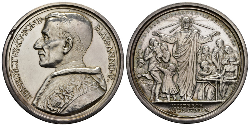 Medaglie Papali. Benedetto XV (1914-1922). Medaglia anno V "Fine della I Guerra ...